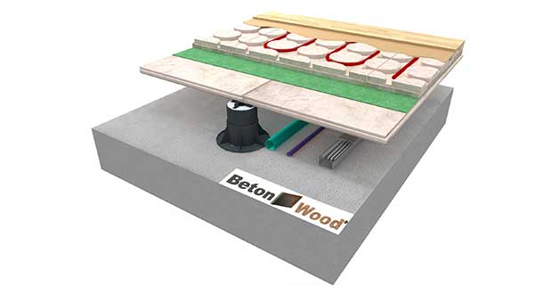 Massetto radiante sopraelevato su BetonWood TG